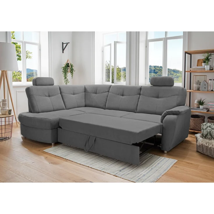 Ecksofa >Elli< in 3618 Mango asche, Mikrofaser - 264x92x180cm (BxHxT) – Bild 2
