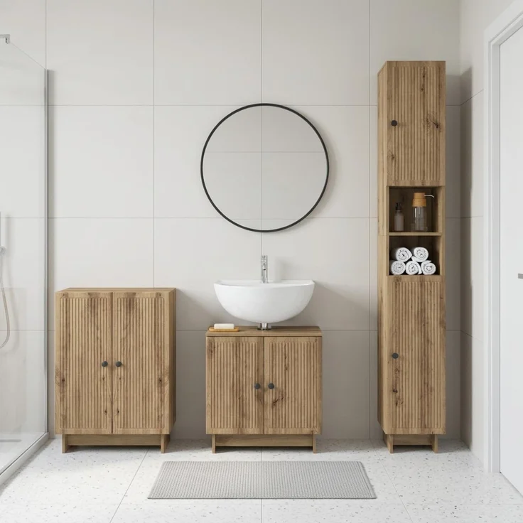 vidaXL 3-teiliges Badezimmer-Schranksystem EDE Artisan-Eiche 3417422 – Bild 1
