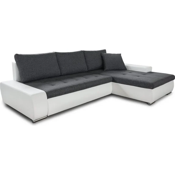 Ecksofa mit Schlaffunktion Faris - Couch mit Bettkasten, Big Sofa, Sofagarnitur, Couchgarniitur, Polsterecke (Weiß + Dunkelgrau (Madryt 120 + Inari 94), Ecksofa Rechts) – Bild 4