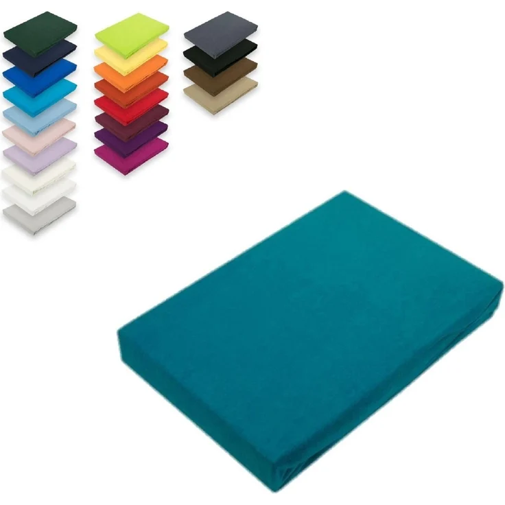 Topper Jersey Spannbettlaken 180x200 cm Petrol – Bild 1