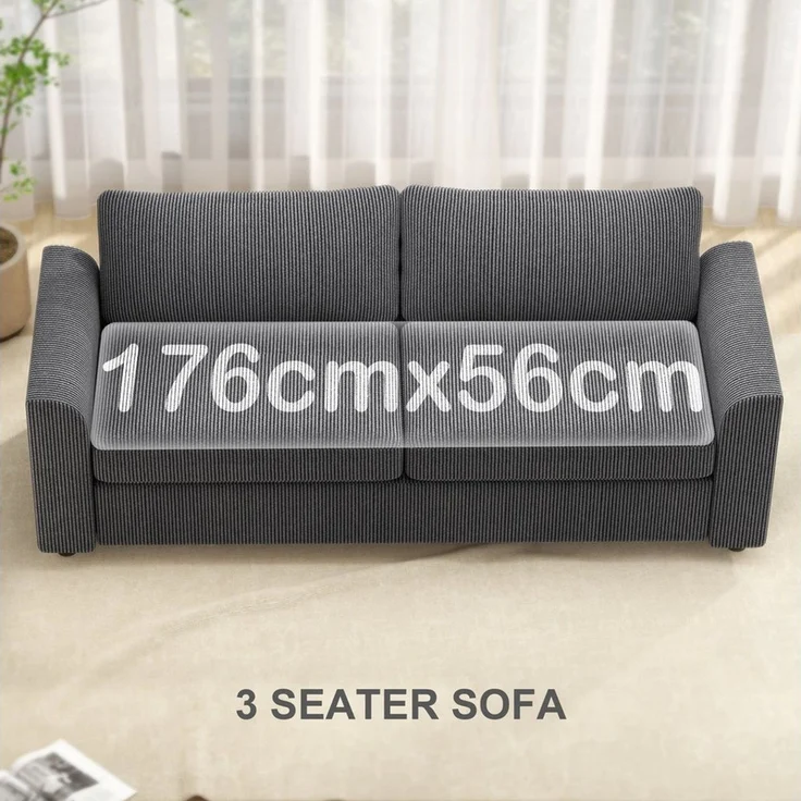 HOMCOM 3-Sitzer mit Zierkissen, Cordsofa, 212 cm breit, Couch 1 Teile, für Wohnzimmer, Schlafzimmer, Dunkelgrau – Bild 4
