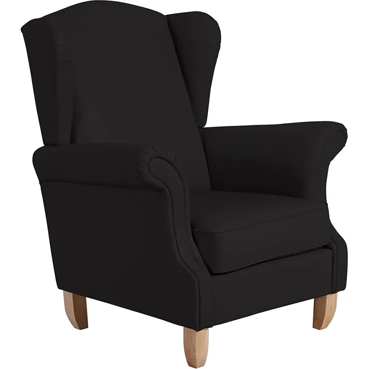 Ohrensessel Katria Bezug Kunstleder Buche natur / schwarz 22853