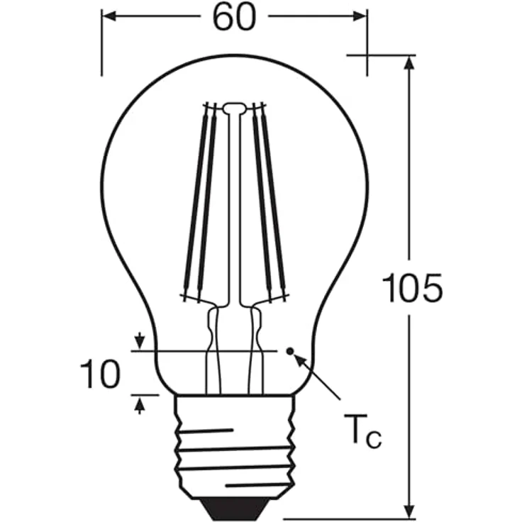 OSRAM LED-Lampe Filament Base A60 Kolbenform 7W 827, 2700K warmweiß, E27, klar, 806 lm, stoß- vibrationsfest – Bild 4