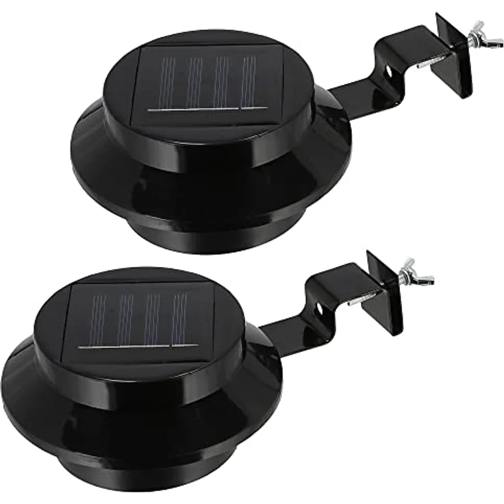 Cepewa Solar Dachrinnenleuchte, 2er Set LED Lampe aus Kunststoff und Eisen, 12x6x12cm, Outdoorbeleuchtung mit Solarpanel für bis zu 8 Stunden Licht – Bild 5