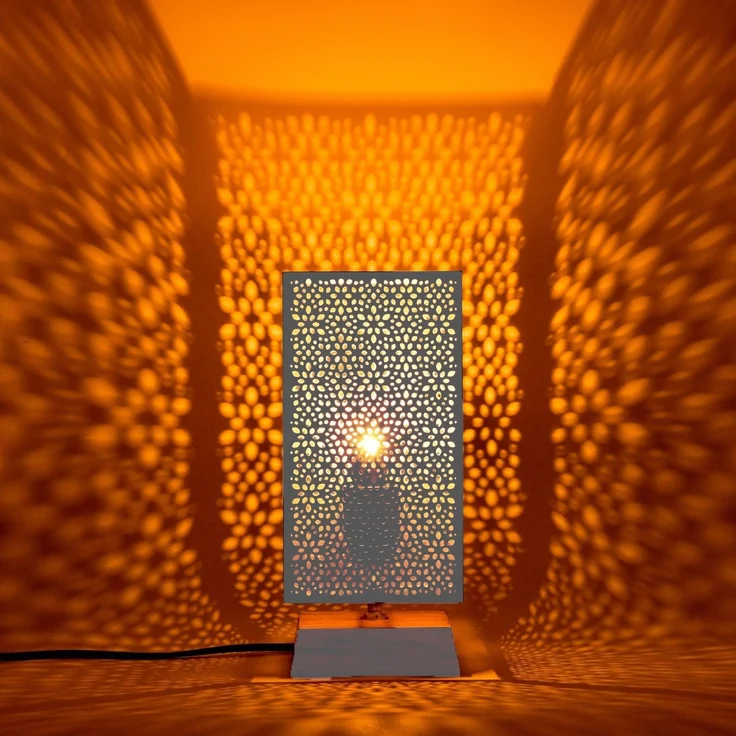 Marrakesch Orient & Mediterran Interior Nachttischlampe 2er Set Boho Deko Tischlampe Nachttischlampe Lampe Autigan Weiss, Handarbeit – Bild 7