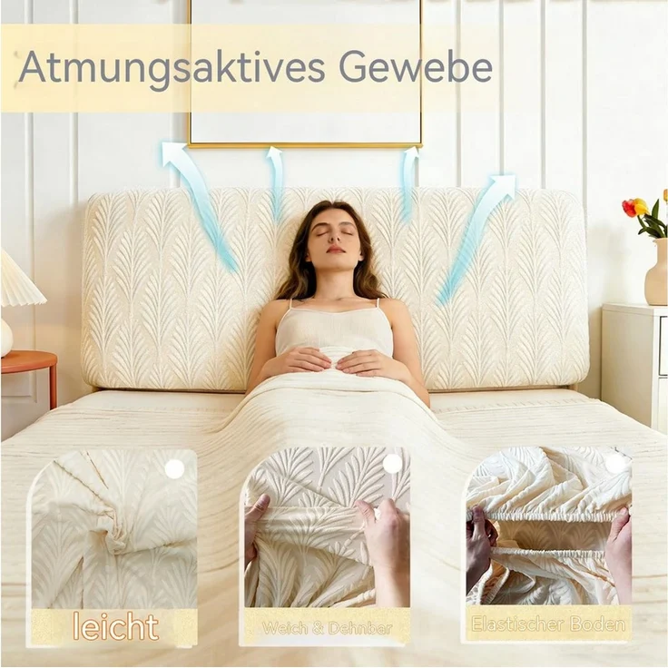 Zyronn Betthusse Dehnbare Bett Kopfteil Bezug,Staubdichte Kopfteilbezug, Der abnehmbare und waschbare Kopfteilbezug schützt die – Bild 4