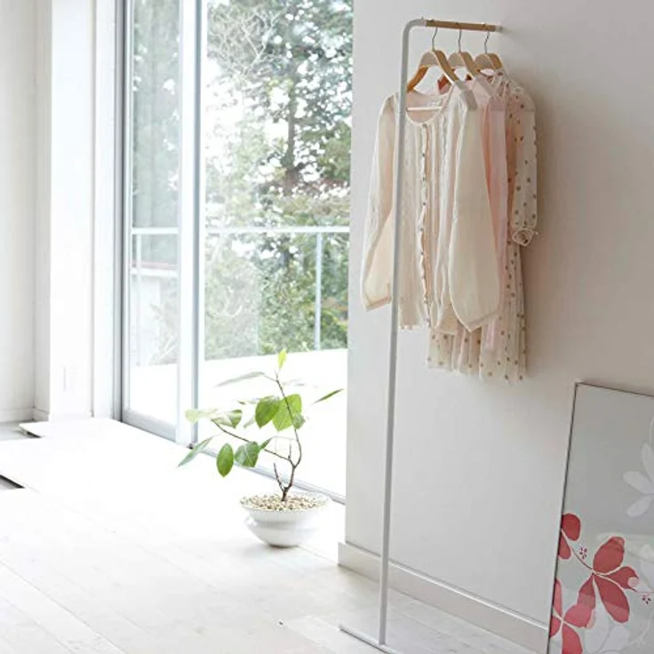 Yamazaki Garderobenständer Tower zum Anlehnen an die Wand 160cm schmal platzsparend mobil, Kleiderständer, minimalistisch, für den modernen Loft Stil – Bild 3