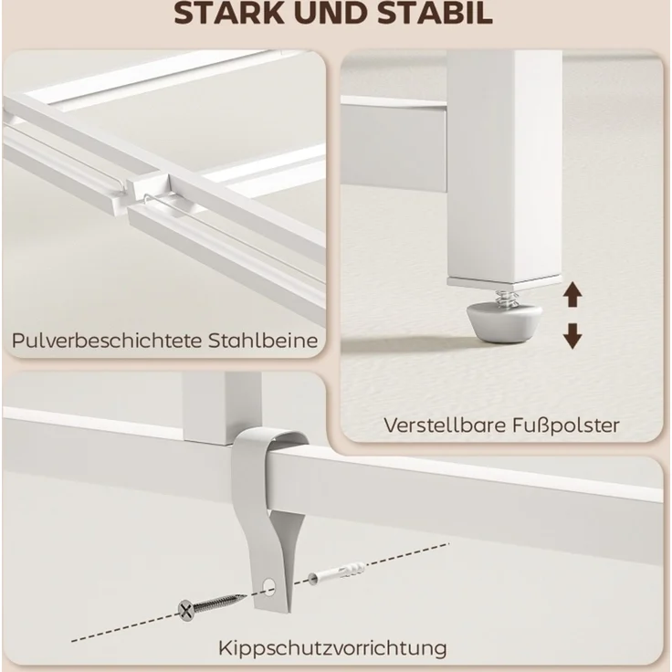 Klappschreibtisch mit abnehmbarem Monitoraufsatz, 100x48x87,5 cm, Weiß – Bild 7