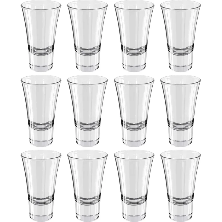 12 Stück Wellgro 5,7cl Schnapsgläser - 5,2x8,8 cm (ØxH) - Glas klar - Shotgläser - standfest - Made in Italy