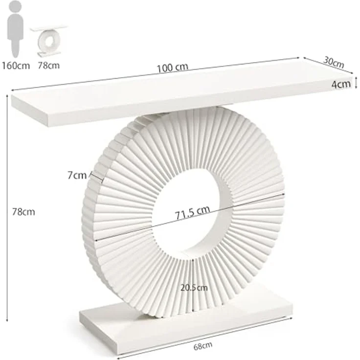 LITTLE TREE Moderner Konsolentisch, Flurtisch aus Holz, rechteckiger Sofatisch für Wohnzimmer, Schlafzimmer, Home Office, Weiß – Bild 2