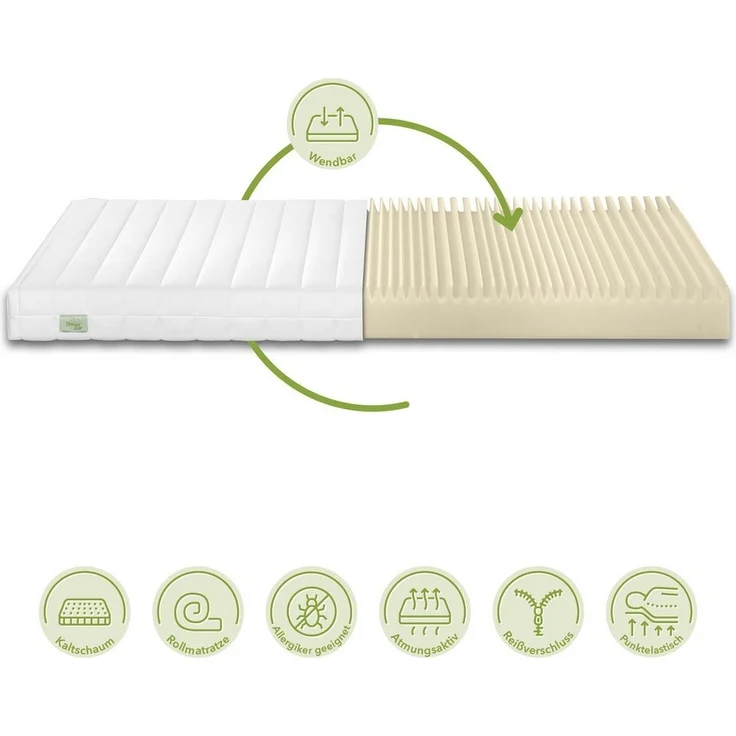 DREAMSTAR Easy Flex | ergonische 7-Zonen Kaltschaummatratze | Öko-Tex Zertifiziert | Härtegrad 2 und 3 (H2 & H3) | Rollmatratze 13 cm | Made in EU I 80 x 200 cm – Bild 2