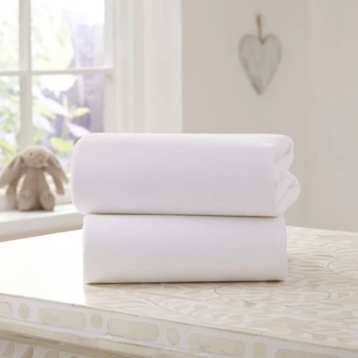 Clair de Lune Krippe Baumwolle Jersey Spannbetttücher für Schläuche 30 x 74cm, weiß, 2er Pack – Bild 4