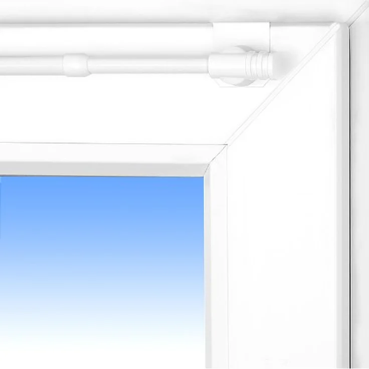 dekondo Klemmstange Gardinenstange "Basic" Klick-fix, weiß, ausziehbar, Fensterhaken klemmbar. Einklicken der Gardinenstange, inkl. Fensterhaken für einen Klemmbereich von 15-20 mm – Bild 5