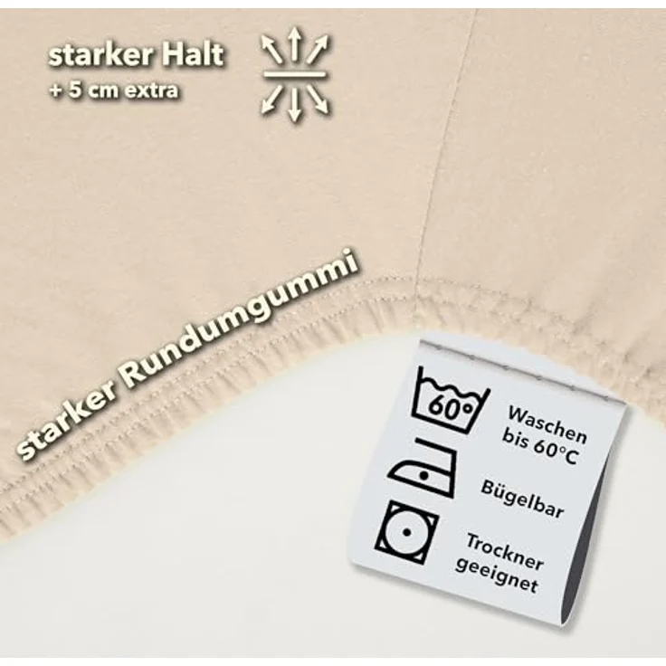 STUDIO Basic Topper Spannbettlaken 120x200 cm, 100% gekämmte Baumwolle, Oeko-TEX 100, Markenqualität, Bettlaken 120x200 Topperbezug Jersey - Creme – Bild 4