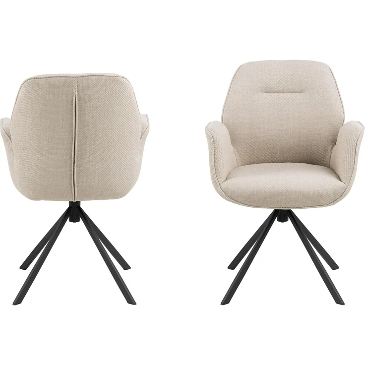 ACTONA GROUP Armlehnstuhl Sternfuß schwarz, drehbar, in Beige, Stoff - 62 x 90 x 61 cm (BxHxT) – Bild 4