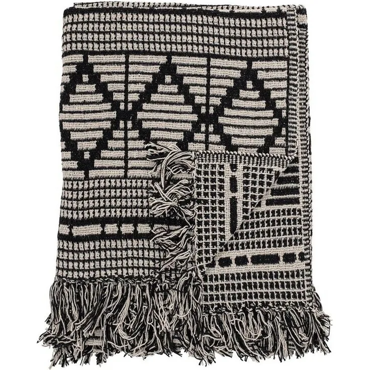 Bloomingville - Gutte Recycled Cotton Throw 160x130 cm - Black