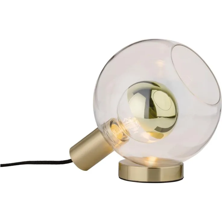 Paulmann 79727 Tischleuchte Esben 1-flammig Klarglas/Messing gebürstet