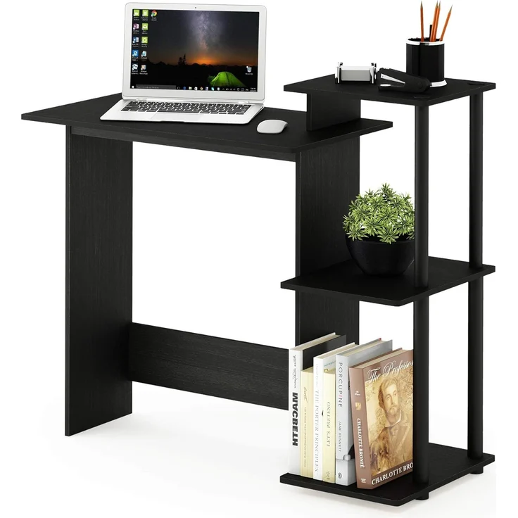 Furinno Efficient Home Computer Schreibtisch, PC-Tisch, Americano/Schwarz, 100. 6 (Breite) x 85. 3 (Höhe) x 39. 6 (Tiefe) cm – Bild 1