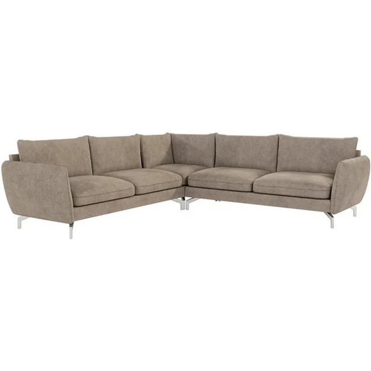 S-Style Möbel Ecksofa Benita mit Silber Metall Füßen, Ottomane links oder rechts bestellbar, mit Wellenfederung – Bild 4