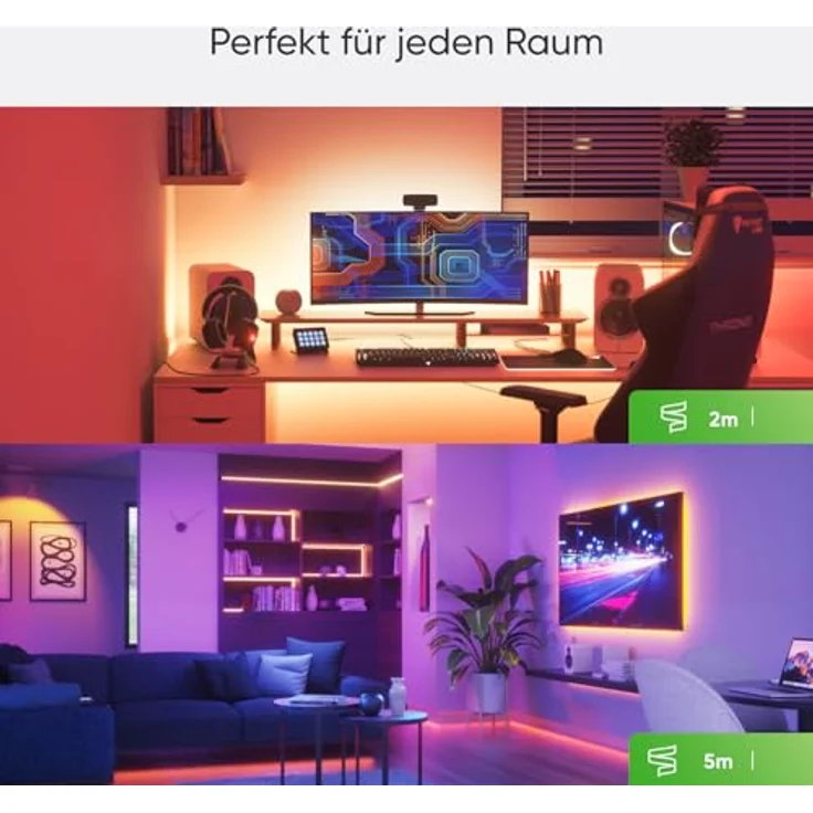 Nanoleaf Essentials Lightstrip Erweiterung, 2M Smart RGBW LED Strip - Thread & Bluetooth, 16 Mio. Farben, Musik & Bildschirm Sync, kompatibel mit Google Home & Apple – Bild 2