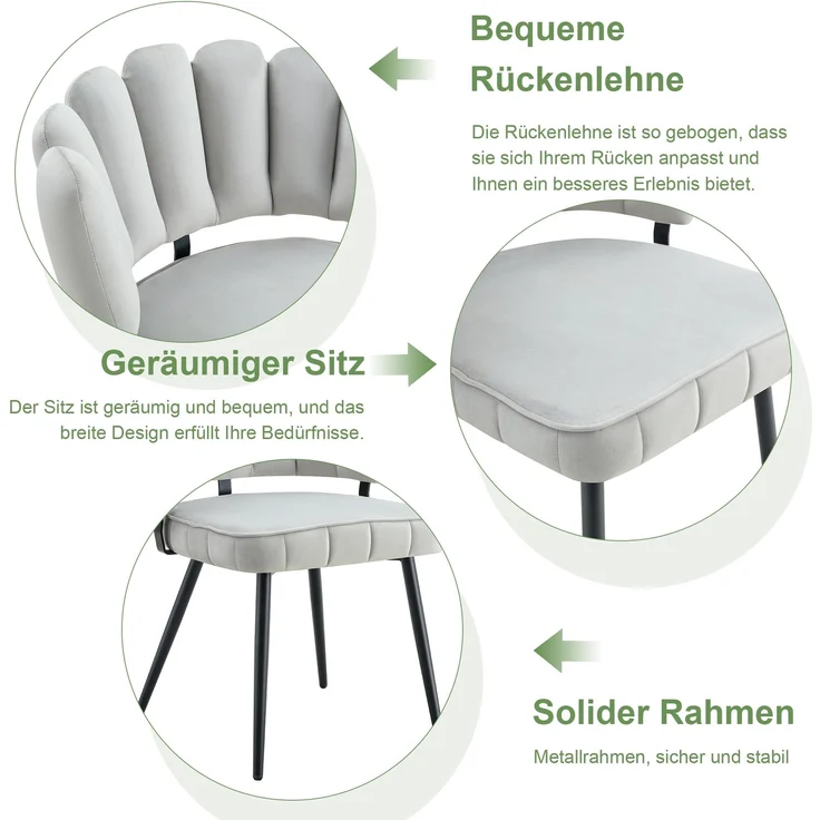 Esstischgruppe H 75 x T 107 x B 107 cm mit 4 Stoffstühlen, Nussbaum-Optik, Metallgestell und Stauraum-Ablagen – Bild 9