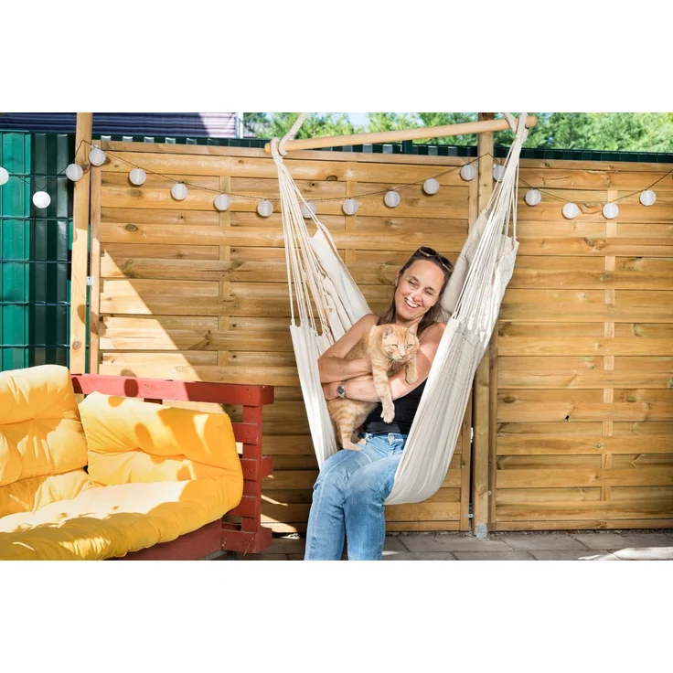 MacaMex Relaxa Natur Hängesessel Baumwolle uni weiß natur / beige – Bild 2