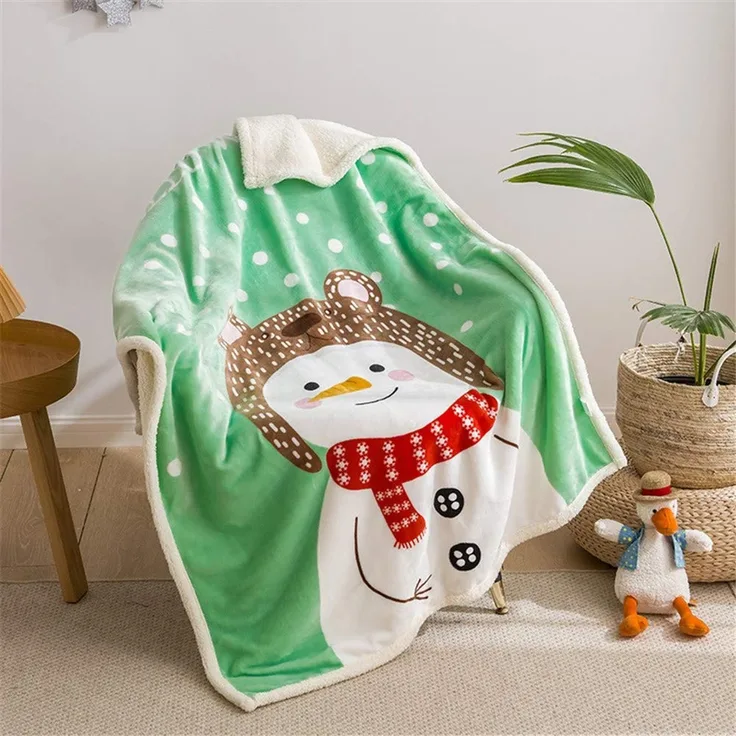 Fansu Doppelte Verdickung Babydecke/Kinderdecke Babys Flanell Kuschlige Sehr Weiche Decke für Babybett/Kinderwagen Neugeborenes Geschenk (100x140 cm,Schneemann)