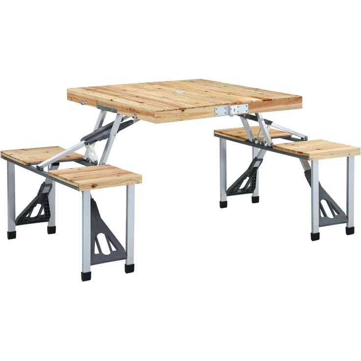 vidaXL Klappbarer Campingtisch mit 4 Sitzen Stahl Aluminium 47687