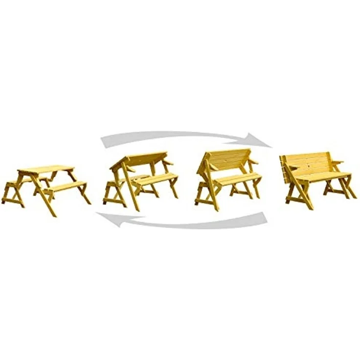 dobar® 29301FSCe Picknickbank 2in1 Groß | Multifunktions Gartenbank | Picknicktisch Massivholz | Sitzbank und Tisch 4 Personen | Sitzgarnitur Outdoor | 138 x 144 x 77 cm | Natur – Bild 4