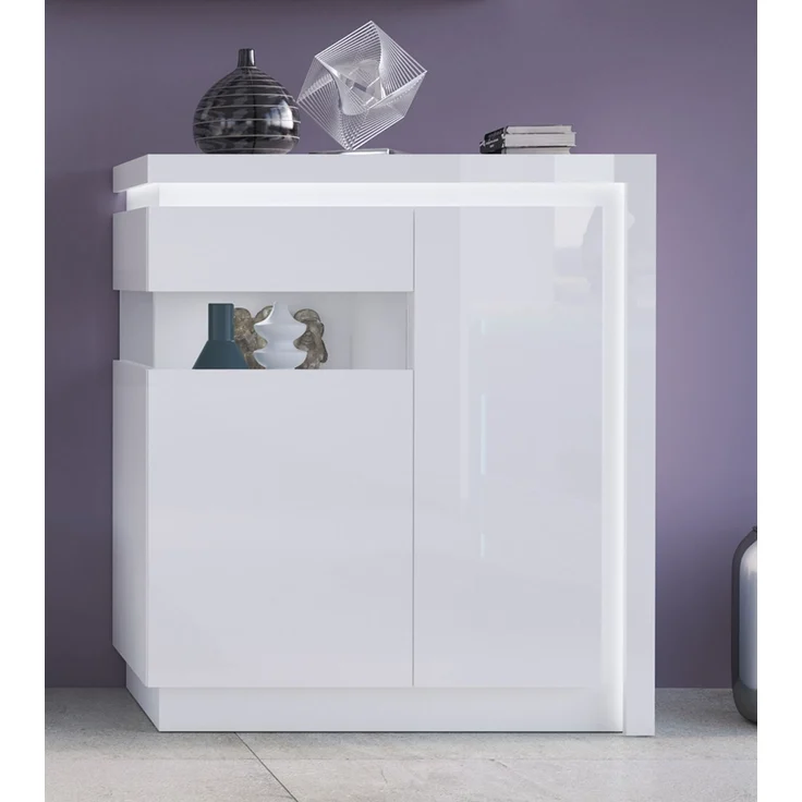Highboard, 108 cm breit, in weiß Hochglanz LYNDHURST-129, B/H/T ca. 108/124/42 cm – Bild 3