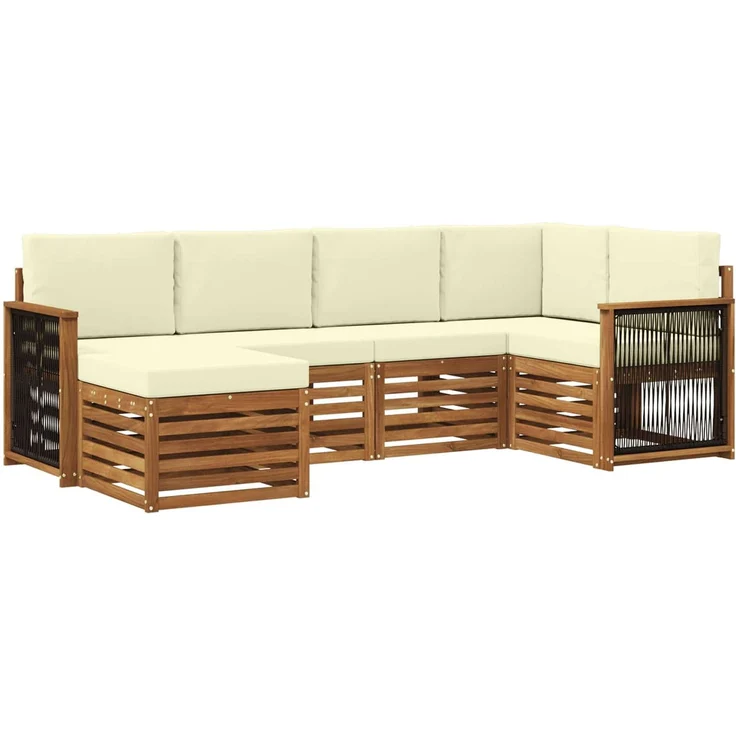 vidaXL Outdoor-Sofagarnitur 6 stk. 5-Sitzer Natur und Creme 3384561 – Bild 2
