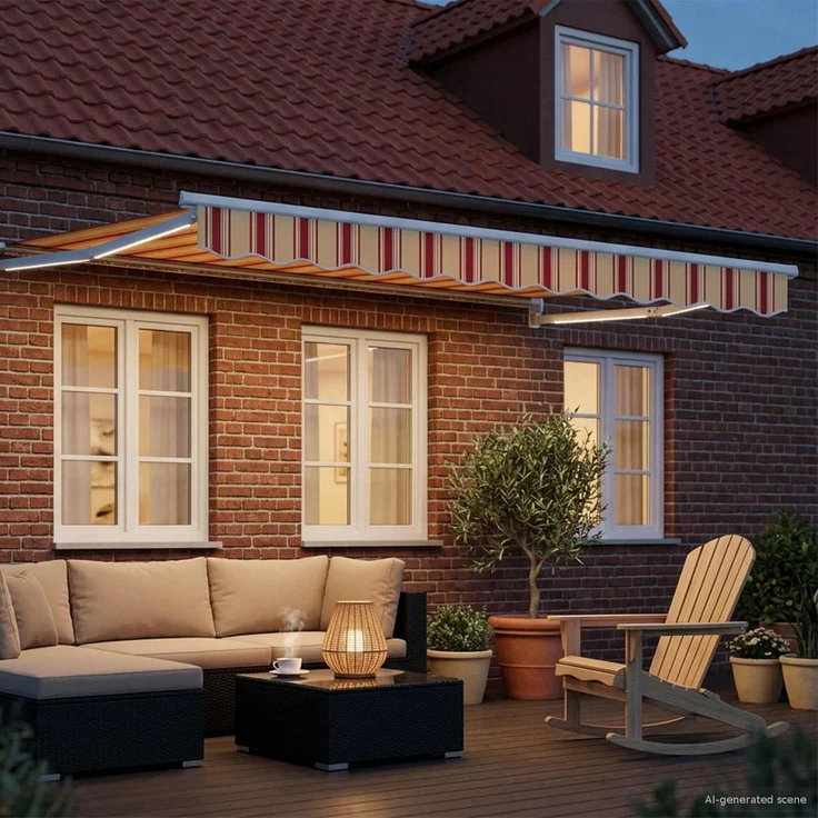 vidaXL Manuelle Gelenkarmmarkise mit LEDs, Mehrfarbig, 3 x 2,5 m – Bild 3