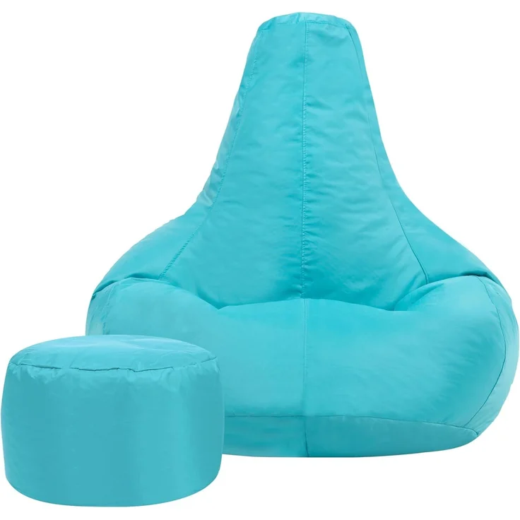 Bean Bag Bazaar Gaming Sitzsack „Recliner“, Gamer Sitzsack für Erwachsene und Kinder, Indoor Outdoor Sitzsack Sessel Gaming mit Füllung (Sitzsack + Hocker, Türkis) – Bild 5