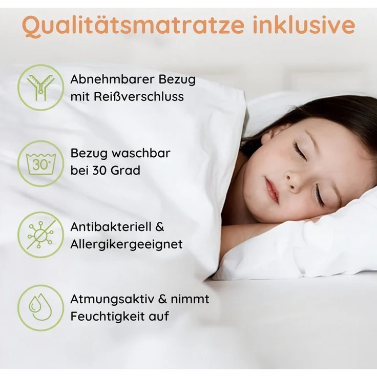 Kids Collective Kinderbett 70x140 / 80x160 cm Komplettset mit Matratze & Schublade (Bett für Jungen und Mädchen, Einzelbett für Kinder von 2 - 10 Jahren), komplettes Set mit Dinosaurier I Motiv für Jungen & Mädchen 80x160 cm – Bild 3
