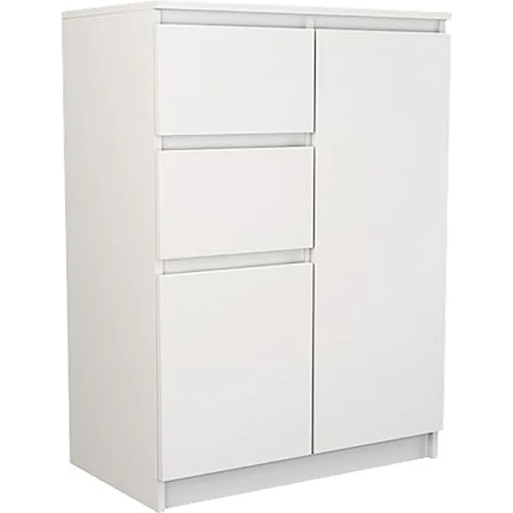 Home Collective Kommode schmal in weiß, Highboard Sideboard Mehrzweckschrank Schrank, mit 2 Schubladen und 2 Türen, 70x97x40cm