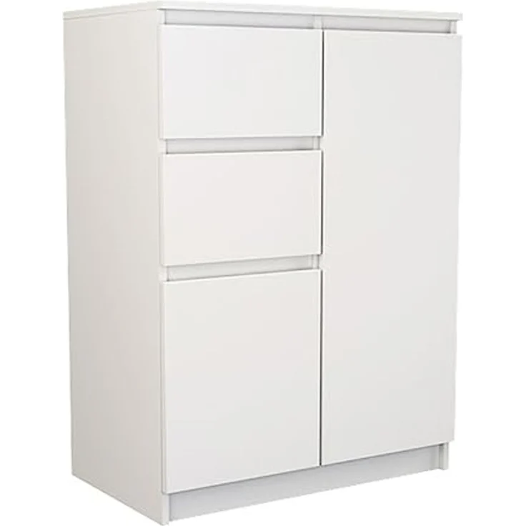 Home Collective Kommode schmal in weiß, Highboard Sideboard Mehrzweckschrank Schrank, mit 2 Schubladen und 2 Türen, 70x97x40cm – Bild 1