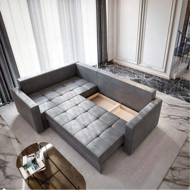 Masseno Ecksofa LIRENO mit Schlaffunktion L-Form, Sofa mit Bettkasten – Bild 3