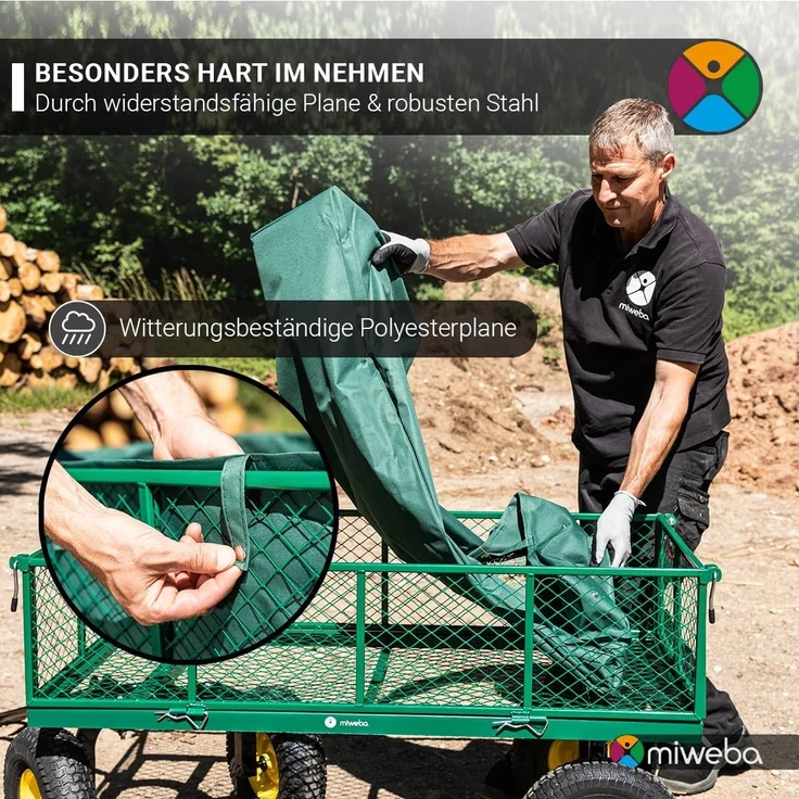 Miweba Bollerwagen MB-700 faltbarer Transportwagen Handwagen Gartenwagen 700 kg (Schwarz) – Bild 5
