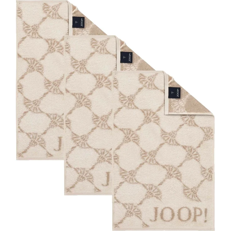 JOOP! Gästetuch Classic Frottierkollektion, 3er Pack - Walkfrottier Creme Cornflower 30x50cm – Bild 1