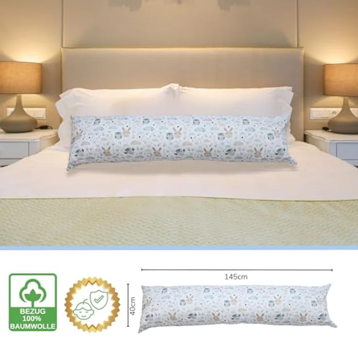 EMI & SAM Stillkissen Bezug Ersatzbezug 40x145cm für Seitenschläfer, 21L. Waldfamilie - Bezug – Bild 5