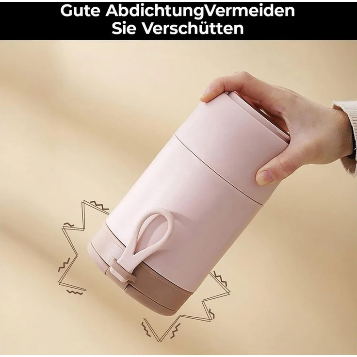MOPUEA Lunchbox Müslibecher To Go 800 ml Thermobehälter Doppelwandig Joghurtbecher, (1-tlg), mit Löffel auslaufsicher – Bild 3