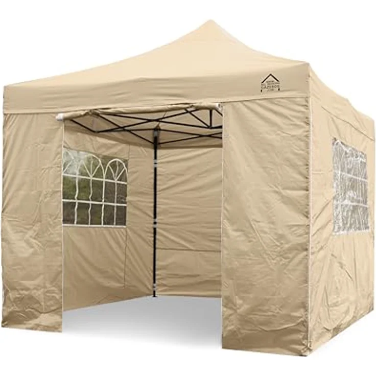 All Seasons Gazebos 3x3 m vollständig wasserdichtes Faltpavillon mit 4 Seitenteilen - Beige – Bild 2