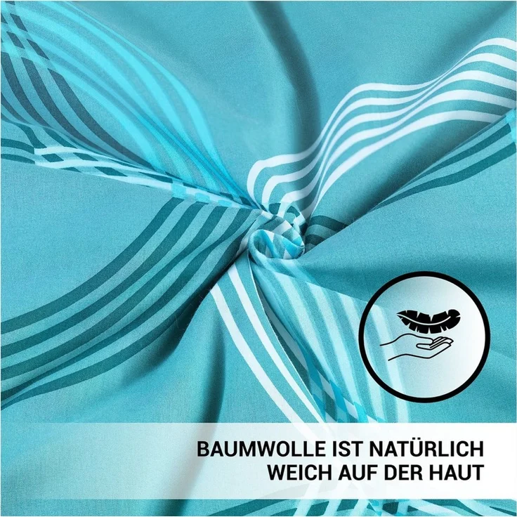 Malika Bettwäsche 135x200 + 80x80 cm atmungsaktiver Baummwoll Renforce Bettbezug, Renforce Baumwolle, 2 teilig, Für Allergiker geeignet, pflegeleicht, angenehm weicher Stoff – Bild 3