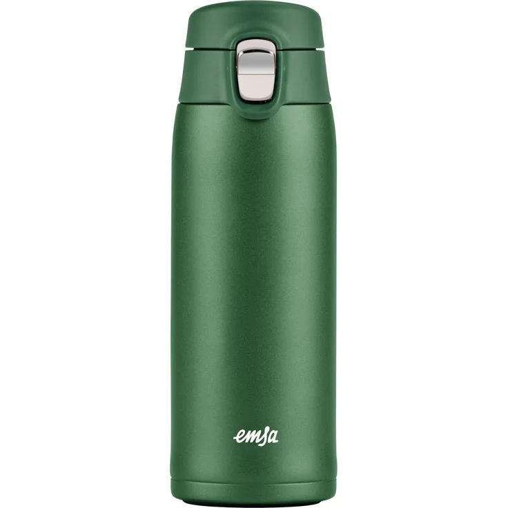 Emsa Thermobecher Travel Mug Light, Edelstahl, Kunststoff, 0,4L, leicht, Edelstahl, Klappverschluss, 100% dicht, 8h heiß/16h kalt