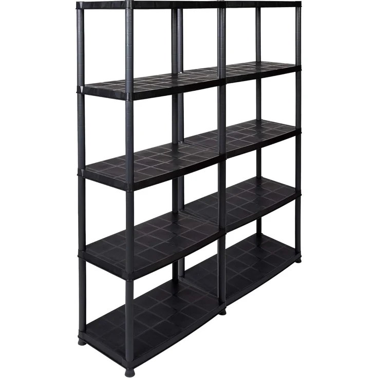 Set: 2 x KREHER Haushaltsregal 15" mit fünf geschlossenen Böden in Schwarz – Bild 1