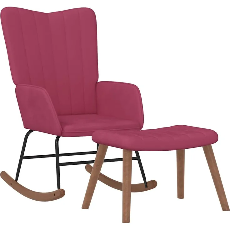 Schaukelstuhl mit Hocker Samt Weinrot [327759]