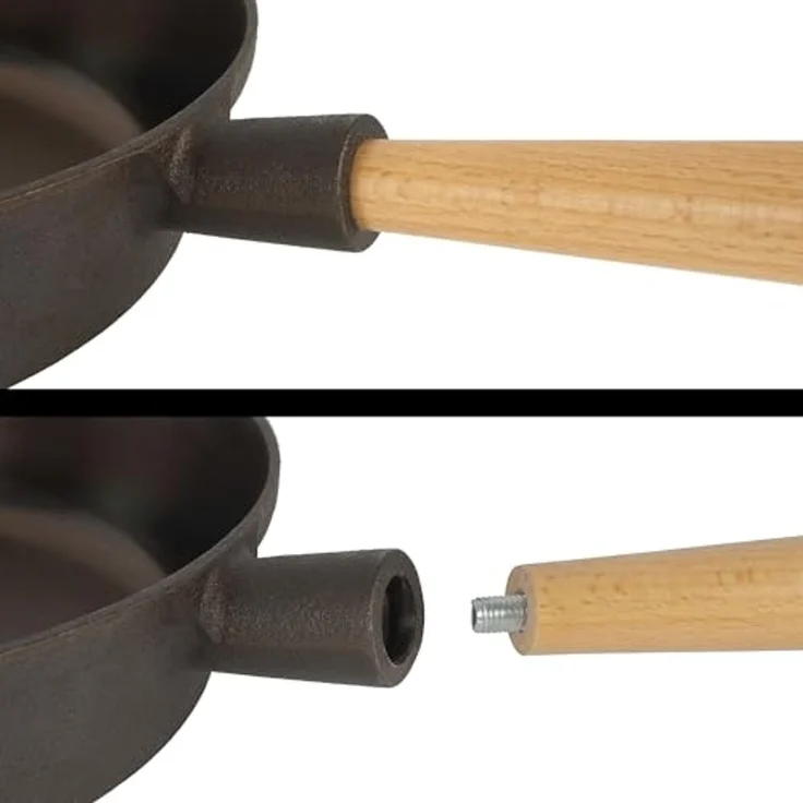 Mahlzeit Grillpfanne Polierte Gusseisenpfanne Ø 27 cm, Bratpfanne mit zwei Ausgießern, Gusseisen (1-tlg) – Bild 6