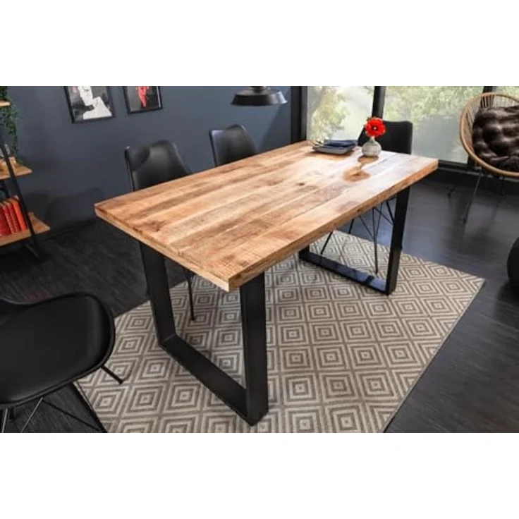riess-ambiente Esstisch IRON CRAFT 120cm natur / schwarz · bis 4 Personen (Einzelartikel, 1-St), Massivholz · Mangoholz · Eisen · Kufen-Gestell · Industrial Design – Bild 3