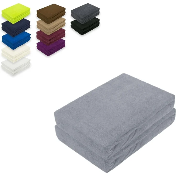 Frottee Spannbettlaken Doppelpack 120 x 200 cm Grau