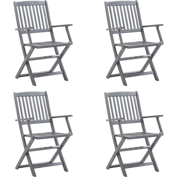 vidaXL Klappbare Gartenstühle 4 Stk. mit Sitzkissen Massivholz Akazie 3064517
